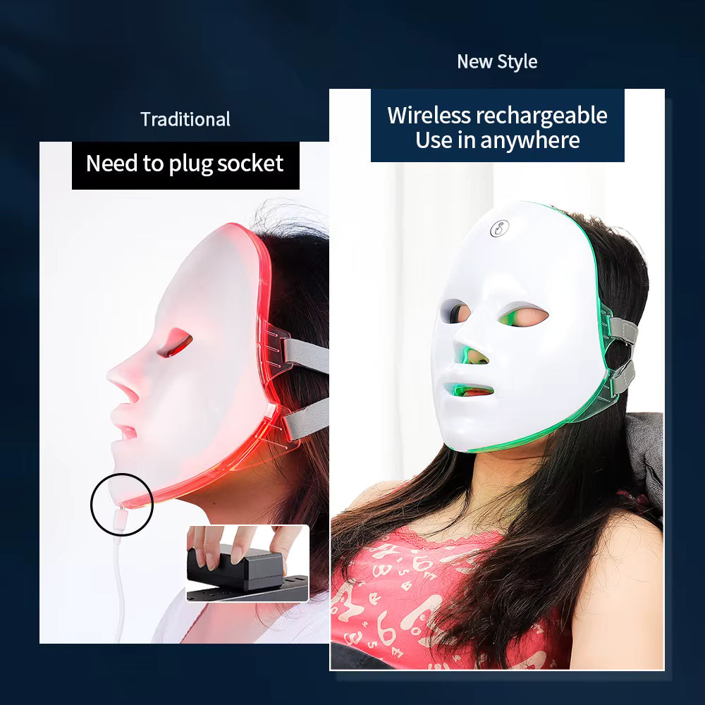 Skin Care Light Therapy Device - Wireless 7-Color LED Face Mask